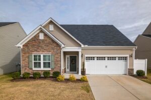 A welcoming suburban family house with a modern facade, perfect for residential living.