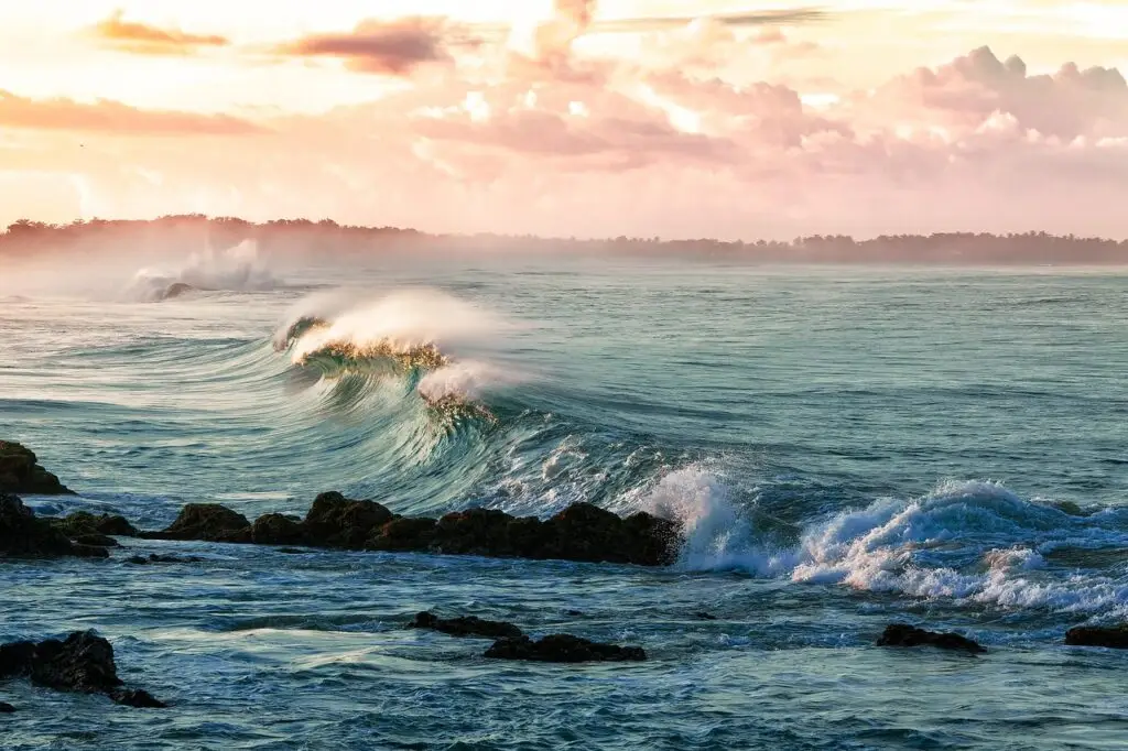 coast, waves, beach, nature, ocean, sea, seascape, ocean waves, horizon, clouds, sky, sunset, spray, tropical, ocean, ocean, ocean, ocean, ocean