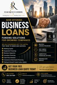 Business loan financing for small businesses, startups, and growing companies through Star Rich Funding.