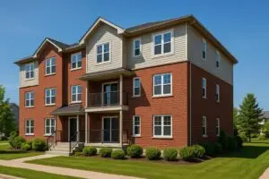 Fourplex residential investment property offering multiple rental units for real estate investors.