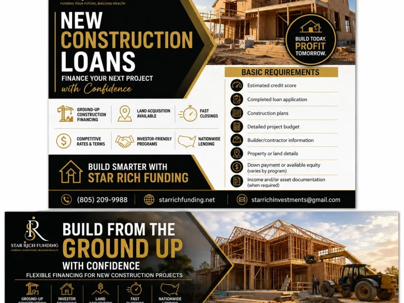 Construction professionals reviewing plans while discussing new construction financing.